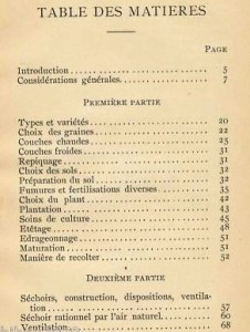 Table des matières "la culture et industrie du tabac" au Québec (1898)