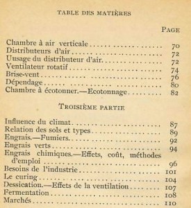 Table des matières "la culture et industrie du tabac" au Québec (1898)